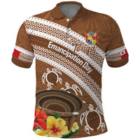 Kingdom Of Tonga Emancipation Day Polo Shirt Tongan Ngatu With Kumete Brown