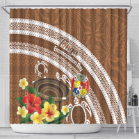 Kingdom Of Tonga Emancipation Day Shower Curtain Tongan Ngatu With Kumete Brown