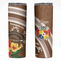 Kingdom Of Tonga Emancipation Day Skinny Tumbler Tongan Ngatu With Kumete Brown