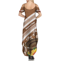 Kingdom Of Tonga Emancipation Day Summer Maxi Dress Tongan Ngatu With Kumete Brown