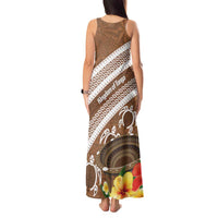 Kingdom Of Tonga Emancipation Day Tank Maxi Dress Tongan Ngatu With Kumete Brown