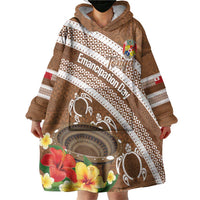 Kingdom Of Tonga Emancipation Day Wearable Blanket Hoodie Tongan Ngatu With Kumete Brown