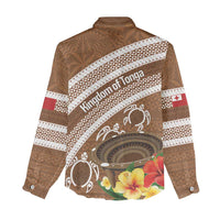 Kingdom Of Tonga Emancipation Day Women Casual Shirt Tongan Ngatu With Kumete Brown