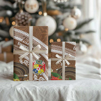 Kingdom Of Tonga Emancipation Day Wrapping Paper Tongan Ngatu With Kumete Brown - Polynesian Pride