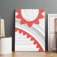 Tonga White Sunday Canvas Wall Art Heilala Flowers Tongan Ngatu Pattern