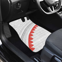 Tonga White Sunday Car Mats Heilala Flowers Tongan Ngatu Pattern