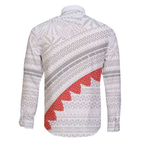 Tonga White Sunday Family Matching Off Shoulder Maxi Dress and Hawaiian Shirt Heilala Flowers Tongan Ngatu Pattern