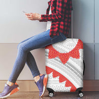 Tonga White Sunday Luggage Cover Heilala Flowers Tongan Ngatu Pattern