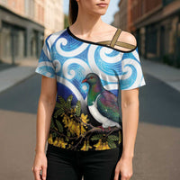 Kekeru New Zealand Matariki Cross Shoulder Shirt Kukupa Kowhai Maori New Year Blue Version