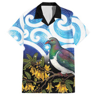Kekeru New Zealand Matariki Family Matching Summer Maxi Dress and Hawaiian Shirt Kukupa Kowhai Maori New Year Blue Version LT14 Dad's Shirt - Short Sleeve Blue - Polynesian Pride