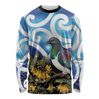Kekeru New Zealand Matariki Long Sleeve Shirt Kukupa Kowhai Maori New Year Blue Version
