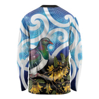 Kekeru New Zealand Matariki Long Sleeve Shirt Kukupa Kowhai Maori New Year Blue Version