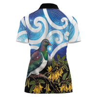 Kekeru New Zealand Matariki Women Polo Shirt Kukupa Kowhai Maori New Year Blue Version
