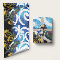 Kekeru New Zealand Matariki Wrapping Paper Kukupa Kowhai Maori New Year Blue Version