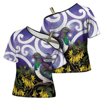 Kekeru New Zealand Matariki Cross Shoulder Shirt Kukupa Kowhai Maori New Year Purple Version
