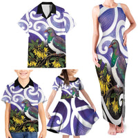 Kekeru New Zealand Matariki Family Matching Tank Maxi Dress and Hawaiian Shirt Kukupa Kowhai Maori New Year Purple Version LT14 - Polynesian Pride