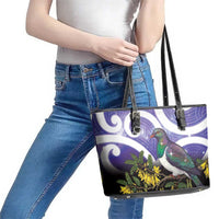Kekeru New Zealand Matariki Leather Tote Bag Kukupa Kowhai Maori New Year Purple Version