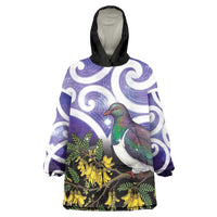 Kekeru New Zealand Matariki Wearable Blanket Hoodie Kukupa Kowhai Maori New Year Purple Version