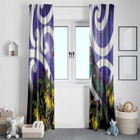 Kekeru New Zealand Matariki Window Curtain Kukupa Kowhai Maori New Year Purple Version LT14 - Polynesian Pride