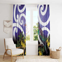 Kekeru New Zealand Matariki Window Curtain Kukupa Kowhai Maori New Year Purple Version LT14 - Polynesian Pride