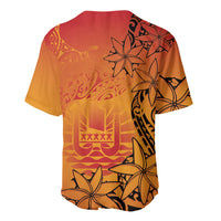 French Polynesia Manta Ray Tattoo Baseball Jersey Tahiti Hahalua Tiare Maori Gradient Style
