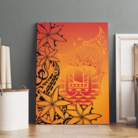 French Polynesia Manta Ray Tattoo Canvas Wall Art Tahiti Hahalua Tiare Maori Gradient Style
