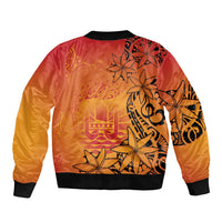 French Polynesia Manta Ray Tattoo Sleeve Zip Bomber Jacket Tahiti Hahalua Tiare Maori Gradient Style LT14 - Polynesian Pride