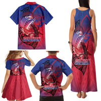 Guam Blue Marlin Fishing Family Matching Tank Maxi Dress and Hawaiian Shirt Guahan Fish Hook Tattoo