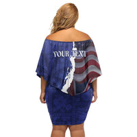 Personalized Hawaii Statehood Day Off Shoulder Short Dress 66th Anniversary - Polynesian Pride