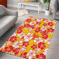 Yellow Hawaii Hibiscus Area Rug Tropical Flowers Seamless Pattern - Polynesian Pride