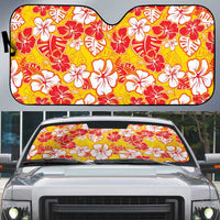 Yellow Hawaii Hibiscus Auto Sun Shade Tropical Flowers Seamless Pattern - Polynesian Pride