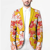 Yellow Hawaii Hibiscus Blazer Tropical Flowers Seamless Pattern - Polynesian Pride