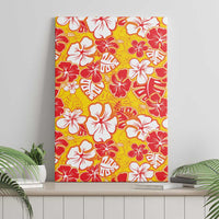 Yellow Hawaii Hibiscus Canvas Wall Art Tropical Flowers Seamless Pattern - Polynesian Pride