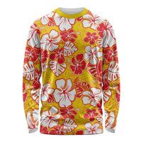 Yellow Hawaii Hibiscus Long Sleeve Shirt Tropical Flowers Seamless Pattern LT14 Unisex Yellow - Polynesian Pride