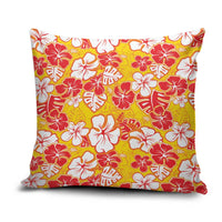 Yellow Hawaii Hibiscus Pillow Cover Tropical Flowers Seamless Pattern - Polynesian Pride