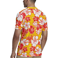 Yellow Hawaii Hibiscus Rugby Jersey Tropical Flowers Seamless Pattern LT14 - Polynesian Pride
