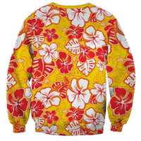 Yellow Hawaii Hibiscus Sweatshirt Tropical Flowers Seamless Pattern LT14 - Polynesian Pride