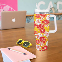 Yellow Hawaii Hibiscus Tumbler With Handle Tropical Flowers Seamless Pattern - Polynesian Pride