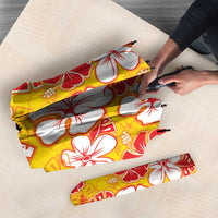 Yellow Hawaii Hibiscus Umbrella Tropical Flowers Seamless Pattern - Polynesian Pride