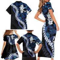 Polu Aloha Hawaii Lei Family Matching Short Sleeve Bodycon Dress and Hawaiian Shirt Tropical Flowers Elegant Vibe - Polynesian Pride