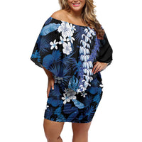 Polu Aloha Hawaii Lei Off Shoulder Short Dress Tropical Flowers Elegant Vibe - Polynesian Pride