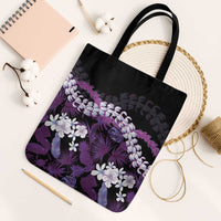 Poni Aloha Hawaii Lei Tote Bag Tropical Flowers Elegant Vibe LT14 Black Strap One Size Purple - Polynesian Pride
