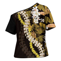 Kula Aloha Hawaii Lei Cross Shoulder Shirt Tropical Flowers Elegant Vibe LT14 - Polynesian Pride