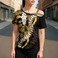 Kula Aloha Hawaii Lei Cross Shoulder Shirt Tropical Flowers Elegant Vibe LT14 - Polynesian Pride