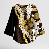 Kula Aloha Hawaii Lei Kimono Sleeve Blouse Tropical Flowers Elegant Vibe LT14 - Polynesian Pride