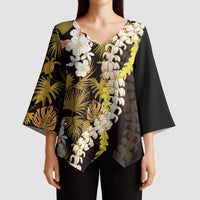 Kula Aloha Hawaii Lei Kimono Sleeve Blouse Tropical Flowers Elegant Vibe LT14 - Polynesian Pride
