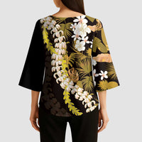Kula Aloha Hawaii Lei Kimono Sleeve Blouse Tropical Flowers Elegant Vibe LT14 - Polynesian Pride