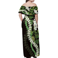 Omaomao Aloha Hawaii Lei Family Matching Off Shoulder Maxi Dress and Hawaiian Shirt Tropical Flowers Elegant Vibe - Polynesian Pride