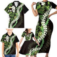 Omaomao Aloha Hawaii Lei Family Matching Short Sleeve Bodycon Dress and Hawaiian Shirt Tropical Flowers Elegant Vibe - Polynesian Pride