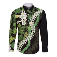 Omaomao Aloha Hawaii Lei Long Sleeve Button Shirt Tropical Flowers Elegant Vibe - Polynesian Pride